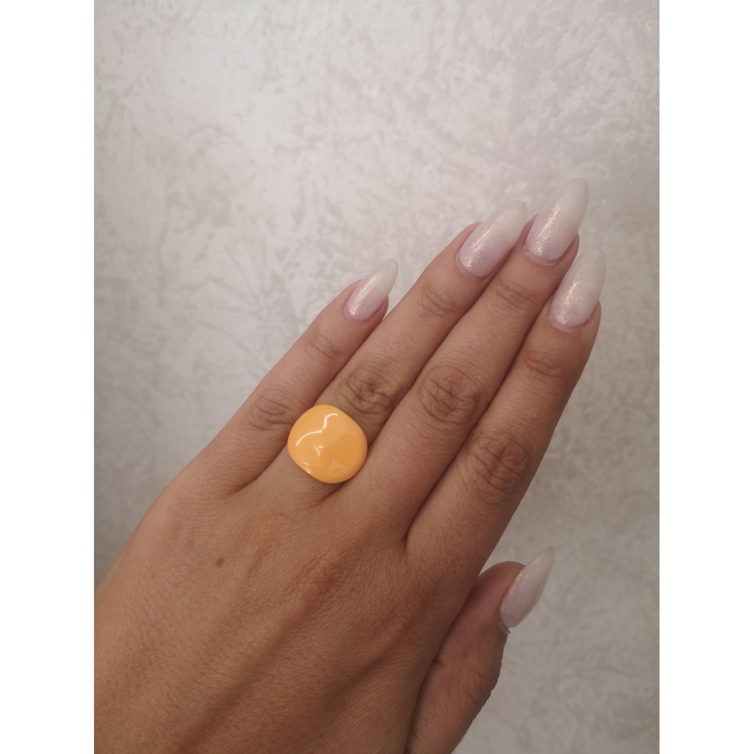 STAINLESS STEEL δαχτυλίδι ανοιγόμενο πορτοκαλί σμάλτο σε κίτρινο χρυσό.