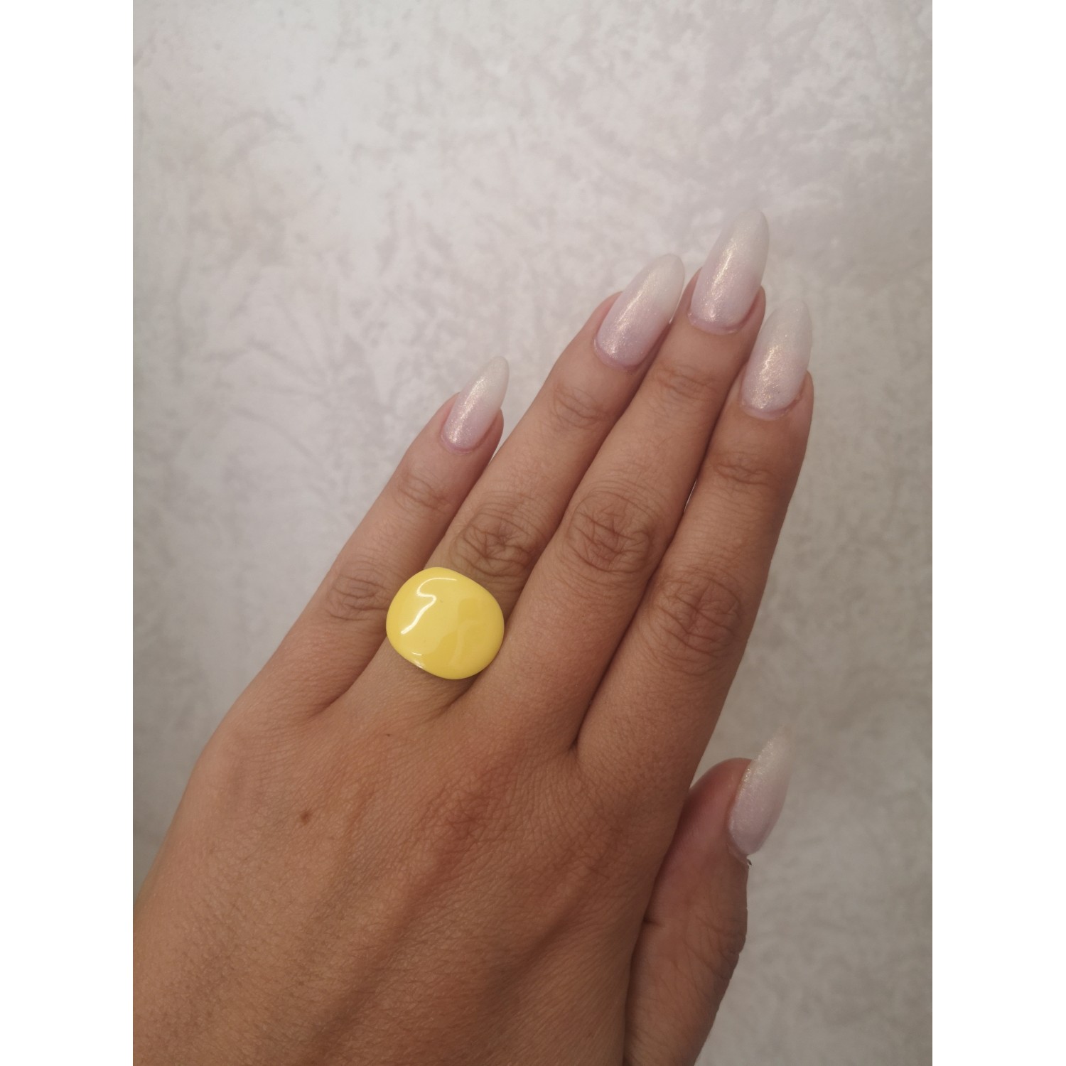 STAINLESS STEEL δαχτυλίδι ανοιγόμενο κίτρινο σμάλτο σε κίτρινο χρυσό.