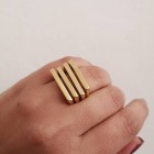 STAINLESS STEEL δαχτυλίδι ορθογώνιο κίτρινο χρυσό.
