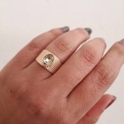 STAINLESS STEEL δαχτυλίδι ανοιγόμενο μπεζ πέτρα ροζ χρυσό.