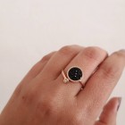 STAINLESS STEEL δαχτυλίδι ανοιγόμενο κύκλος μαύρο στρας ροζ χρυσό.
