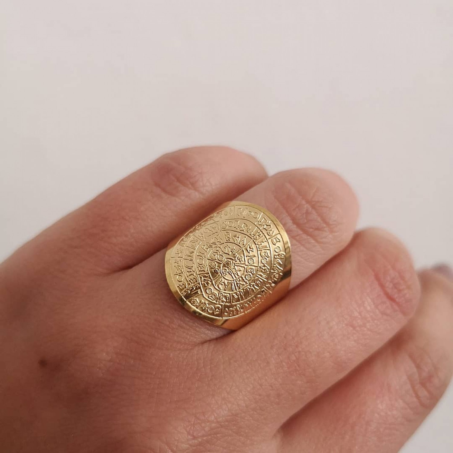 STAINLESS STEEL δαχτυλίδι ανοιγόμενο δίσκος φαιστού κίτρινο χρυσό.