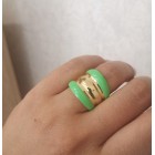 STAINLESS STEEL δαχτυλίδι ανοιγόμενο με πράσινο σμάλτο σε κίτρινο χρυσό.