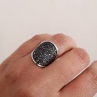 STAINLESS STEEL δαχτυλίδι ανοιγόμενο δίσκος φαιστού μαύρο ασημί.