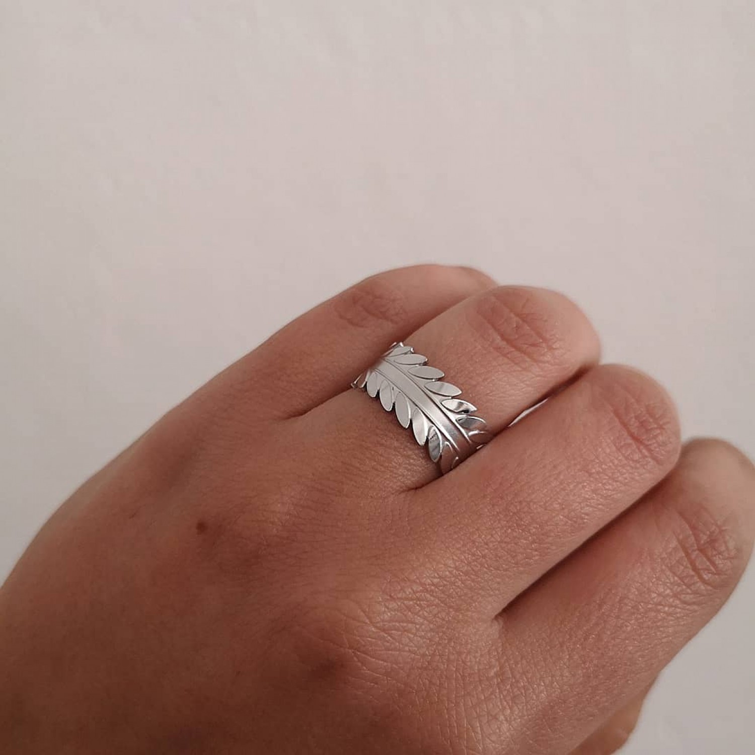STAINLESS STEEL δαχτυλίδι ανοιγόμενο φύλλα ασημί.