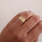 STAINLESS STEEL δαχτυλίδι ανοιγόμενο φύλλα κίτρινο χρυσό.