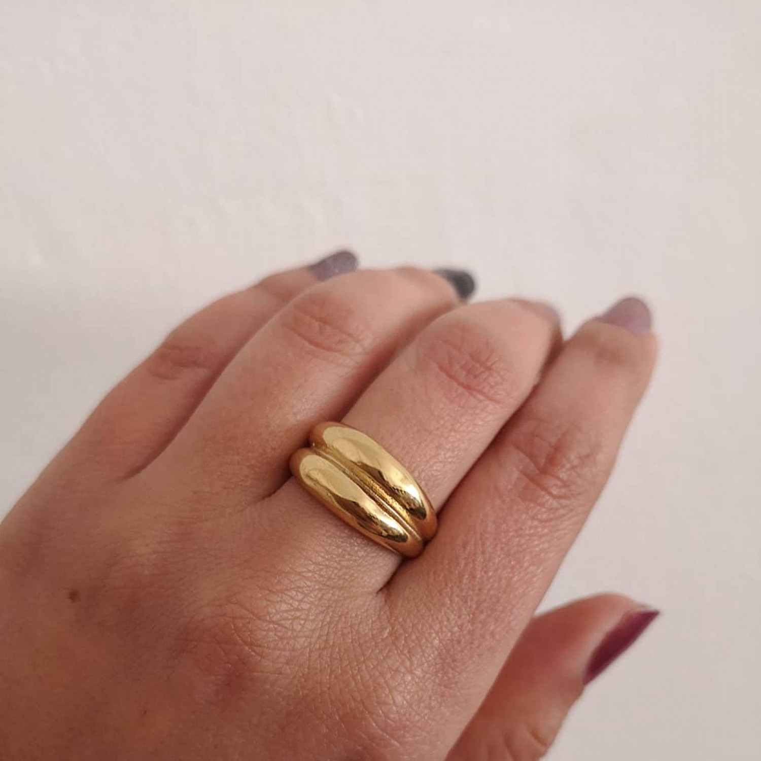 STAINLESS STEEL δαχτυλίδι διπλό κίτρινο χρυσό.