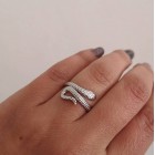 STAINLESS STEEL δαχτυλίδι ανοιγόμενο φίδι ασημί.