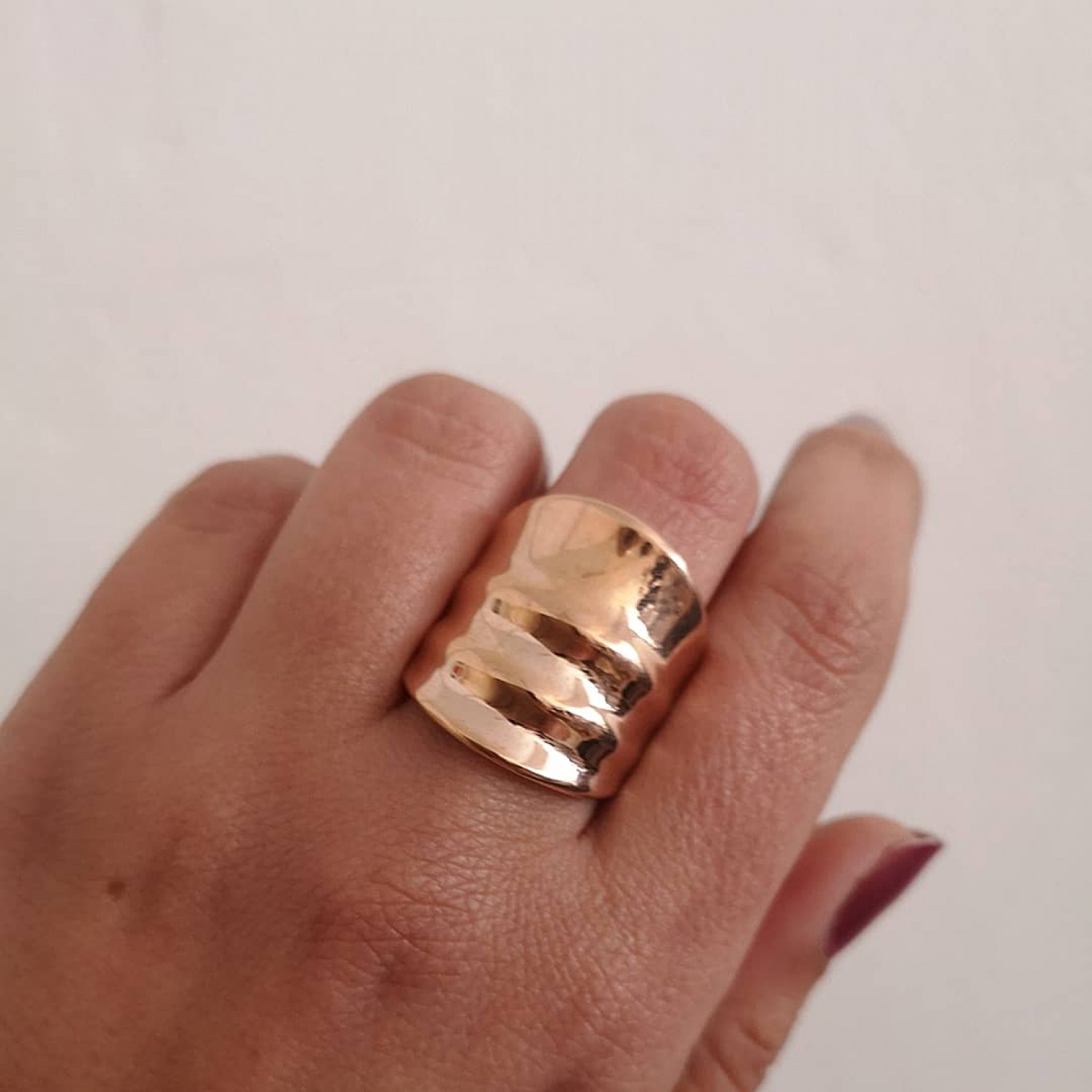 STAINLESS STEEL δαχτυλίδι φαρδύ κύμα ροζ χρυσό.