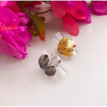 STAINLESS STEEL δαχτυλίδι τριπλό ανάγλυφο φύλλο ανοιγόμενο.