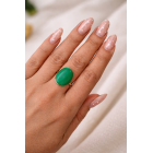 STAINLESS STEEL δαχτυλίδι ανοιγόμενο πράσινο σμάλτο σε κίτρινο χρυσό.