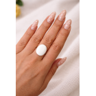 STAINLESS STEEL δαχτυλίδι ανοιγόμενο λευκό σμάλτο ,