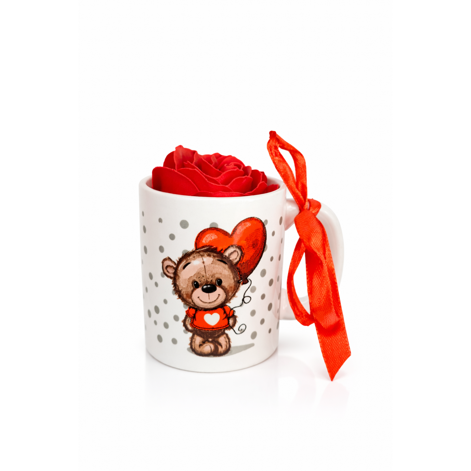 Κούπα με Αρκουδάκι & Τεχνητό Τριαντάφυλλο – Romantic Gift Mug