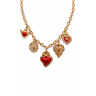 Statement Κολιέ με Ιερές Καρδιές & Κόκκινο Σμάλτο – Ανοξείδωτο Ατσάλι