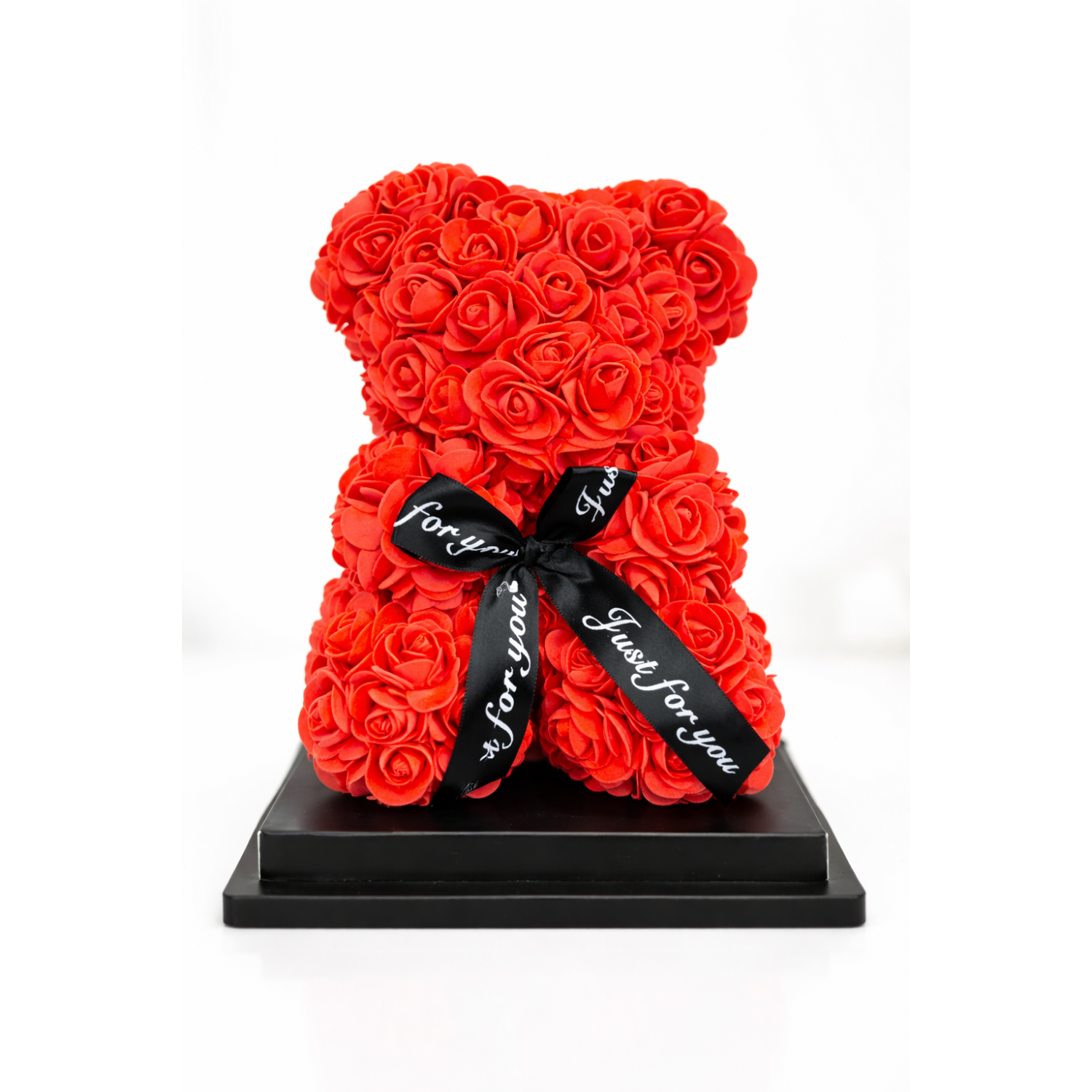 Rose Teddy Bear Κόκκινο με Μαύρη Κορδέλα “Just for you”