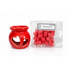 Σετ Αρωματικού Καυστήρα Καρδιά & Wax Melts Κόκκινα – Romantic Home Set