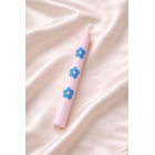 Minimal Flower Ροζ Λαμπάδα με Μπλε Λουλούδια