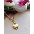 STAINLESS STEEL χοντρή αλυσίδα λαιμού καρδιά κίτρινο χρυσό