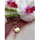 STAINLESS STEEL χοντρή αλυσίδα λαιμού καρδιά κίτρινο χρυσό