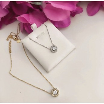 STAINLESS STEEL αλυσίδα λαιμού κύκλος με strass.