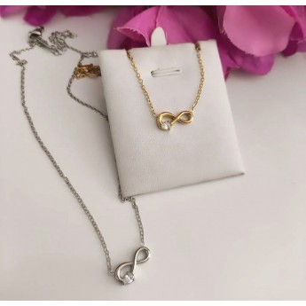 STAINLESS STEEL αλυσίδα λαιμού άπειρο με strass.