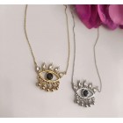 STAINLESS STEEL αλυσίδα λαιμού μάτι μαύρο ""boho".