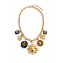 Κολιέ Αλυσίδα με Κρεμαστά Μοτίφ Ήλιου & Λουλουδιών – Ανοξείδωτο Ατσάλι