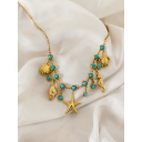 Γυναικείο Κολιέ Ocean Charms Turquoise Gold Stainless Steel