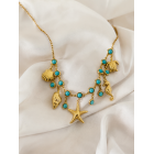 Γυναικείο Κολιέ Ocean Charms Turquoise Gold Stainless Steel