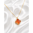 Γυναικείο Κολιέ Clover Orange Gold Stainless Steel
