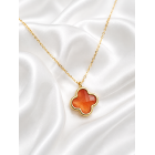 Γυναικείο Κολιέ Clover Orange Gold Stainless Steel