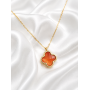 Γυναικείο Κολιέ Clover Orange Gold Stainless Steel