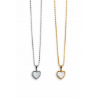Κολιέ Καρδιά από Ανοξείδωτο Ατσάλι με Λευκό Σμάλτο