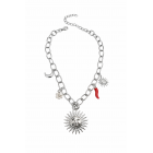 Ασημί Κολιέ Charm με Ήλιο, Σελήνη & Κόκκινη Πιπεριά