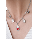 Ατσάλινο Κολιέ με Καρδιές & Κόκκινο Sacred Heart