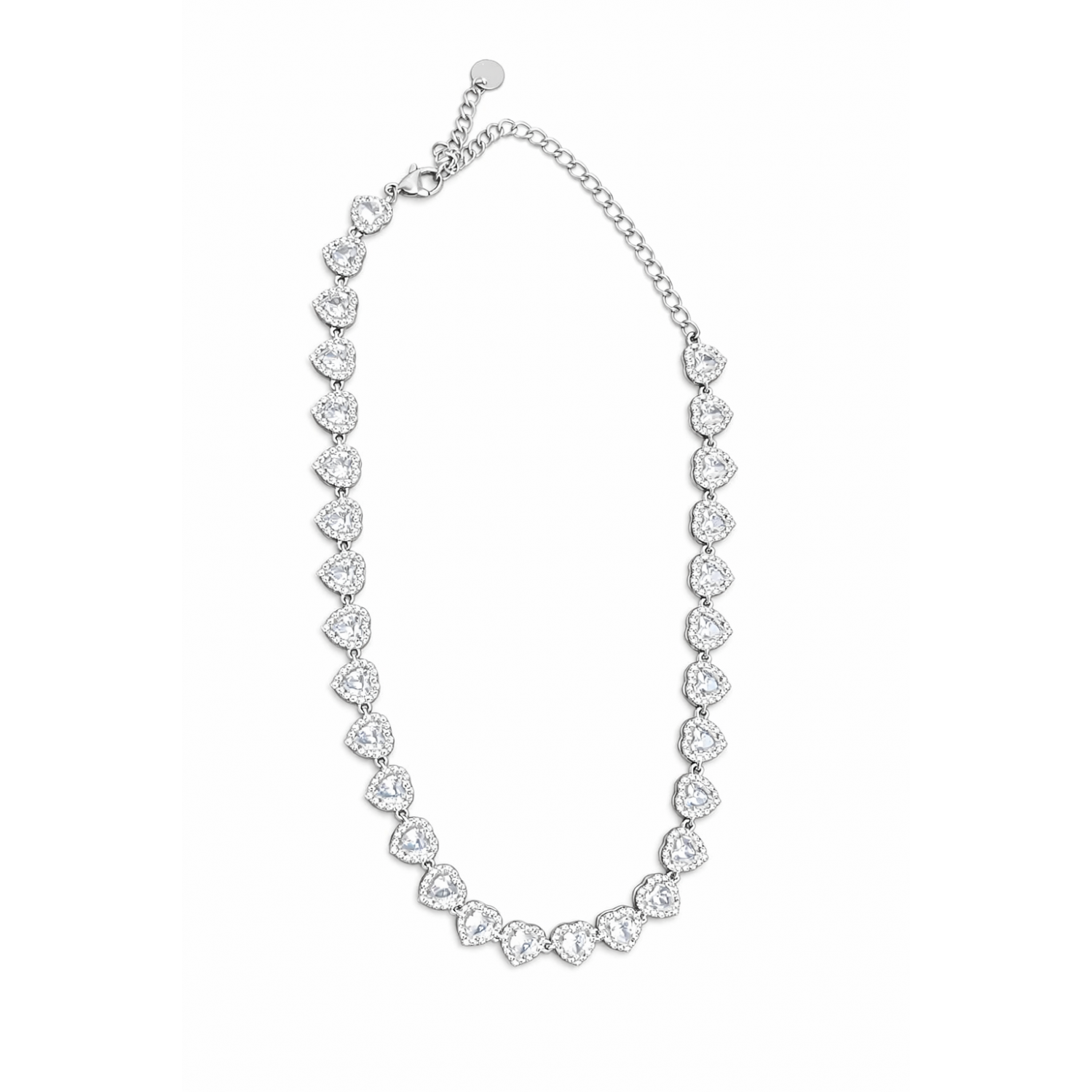 Choker Καρδιές Crystal Halo – Ασημί