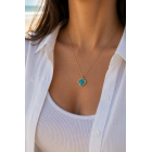 Γυναικείο Κολιέ Clover Turquoise Gold Stainless Steel