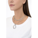 Ασημένιο Κολιέ Οβάλ Μοντέρνο Pendant