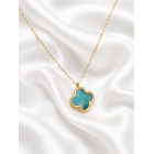 Γυναικείο Κολιέ Clover Turquoise Gold Stainless Steel