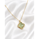 Γυναικείο Κολιέ Clover Green Gold Stainless Steel