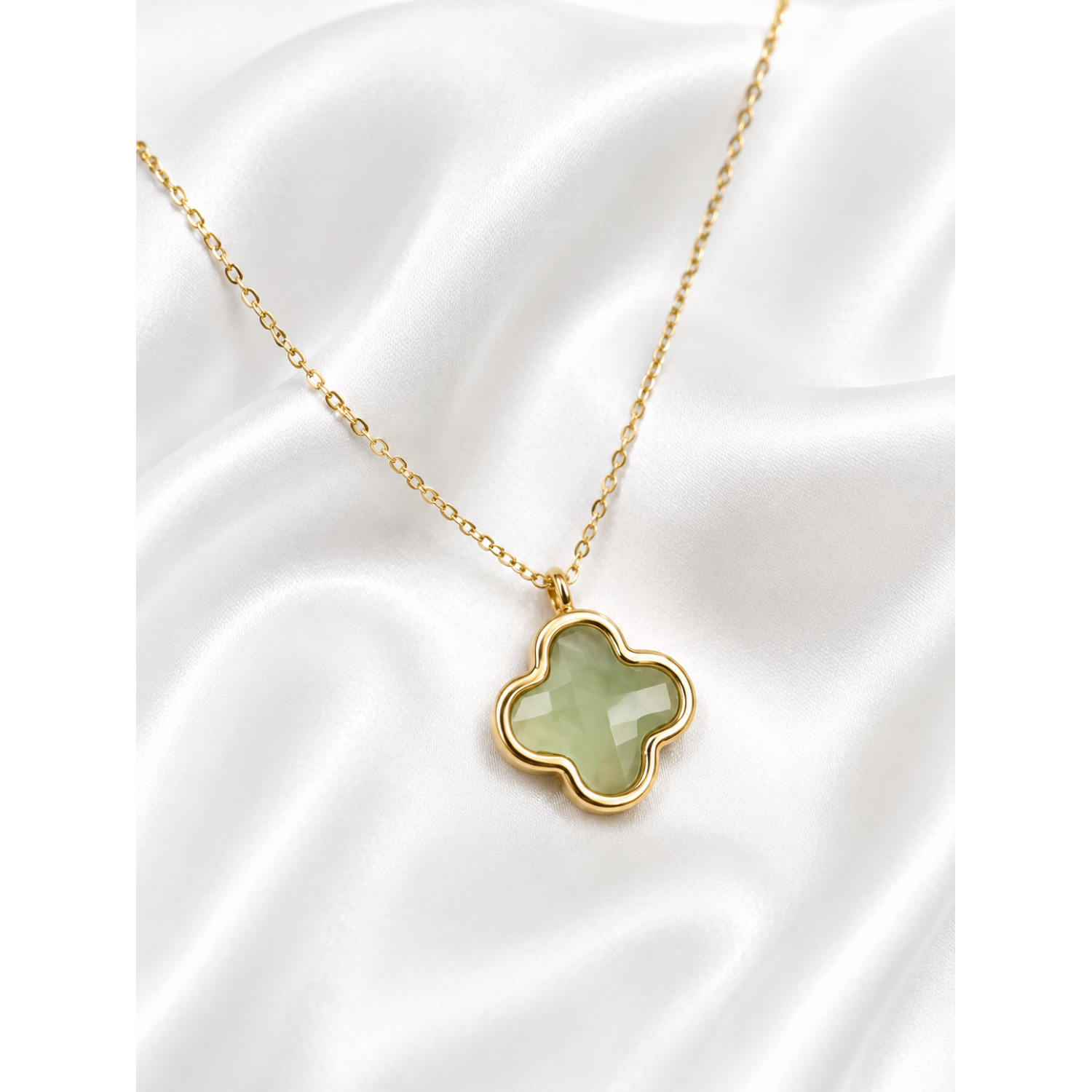 Γυναικείο Κολιέ Clover Green Gold Stainless Steel