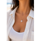 Γυναικείο Κολιέ Clover White Gold Stainless Steel