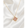 Γυναικείο Κολιέ Clover Pink Gold Stainless Steel