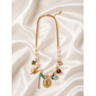 MSART Κολιέ με Πέρλες & Charm Στοιχεία σε Χρυσό Τόνο – Γυναικείο Statement Κόσμημα