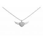 Κολιέ Καρδιά με Φτερά & Λευκές Πέτρες