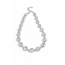 Ασημί Κολιέ Dennis με Λευκά Ζιργκόν 