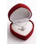 Κολιέ Καρδιά με Φτερά & Λευκές Πέτρες