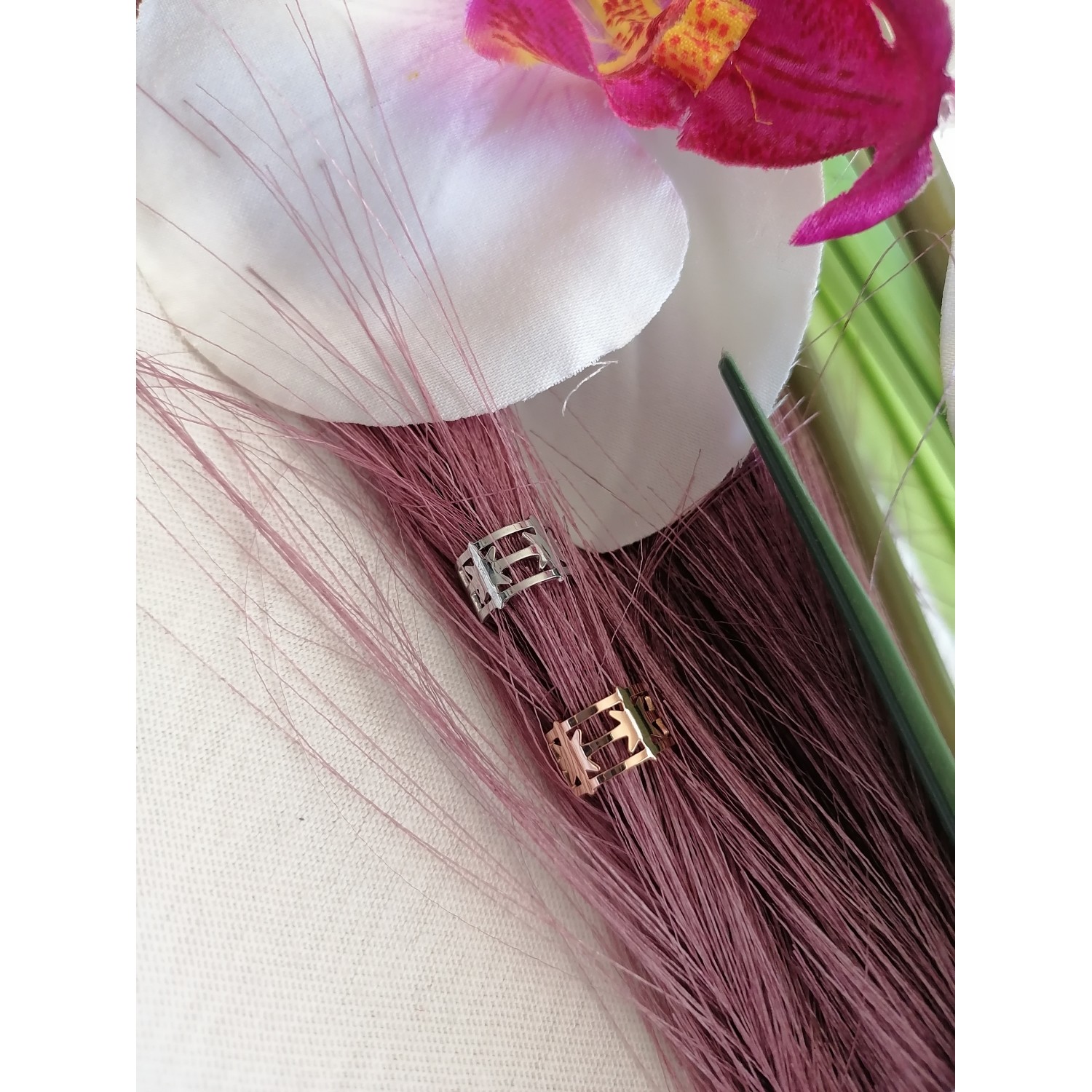 STAINLESS STEEL EAR CUFF σκουλαρίκια σετ ροζ χρυσό-ασημί.