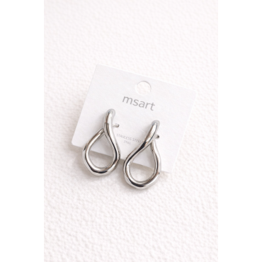 MSART Silver Drop Twist Earrings