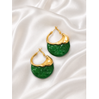 Γυναικεία Σκουλαρίκια Emerald Glow Gold Stainless Steel